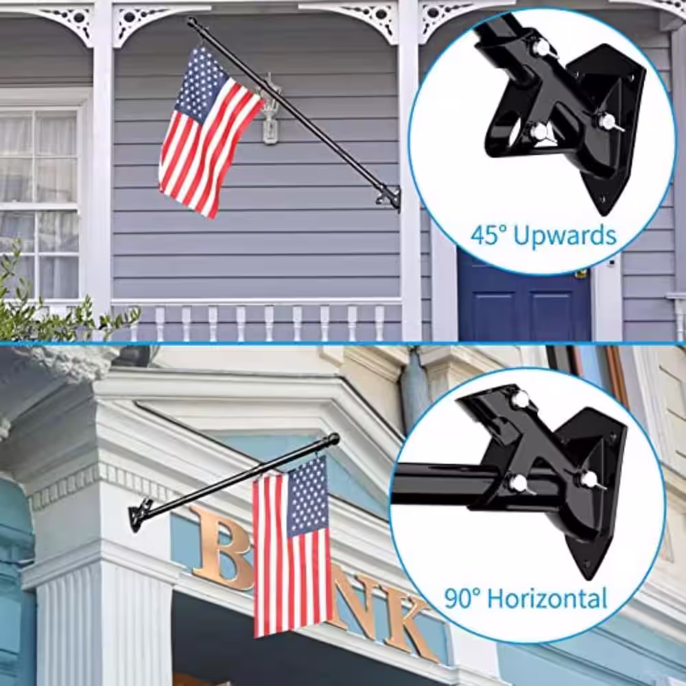 None Flag Pole - Upgraded Bracket, 6 ft. Stainless Steel Flag Poles for Outside House, Residential or Commercial