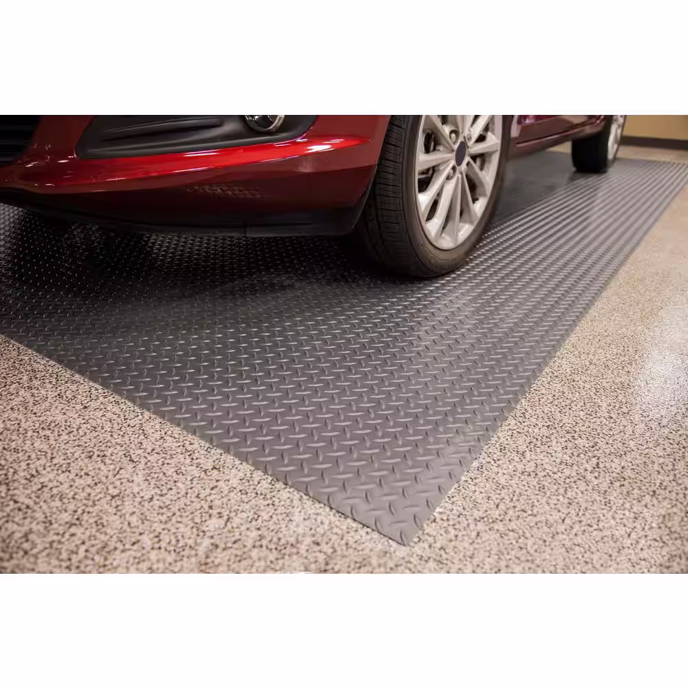 G-Floor Diamond Tread 10 ft. x 24 ft. Slate Grey Commercial Grade Vinyl Garage Flooring Cover and Protector