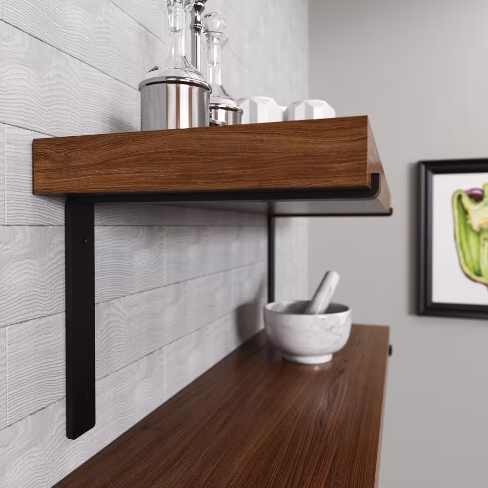 Shelf-Made Silverton Steel 12 in. D x 1.50 in. W x 10.313 in. H Black 75 lbs. Decorative Shelf Bracket