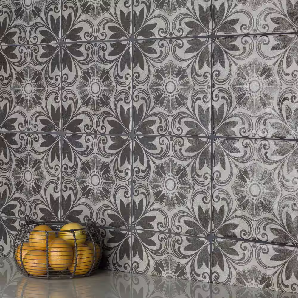 Merola Tile Costa Cendra Decor Dahlia 7-3/4 in. x 7-3/4 in. Ceramic Floor and Wall Tile (10.75 sq. ft./Case)