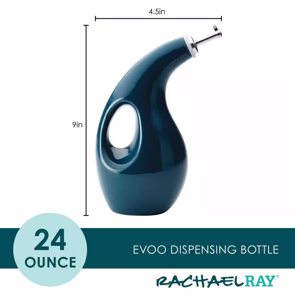 Rachael Ray Stoneware Marine Blue Oil and Vinegar Dispensing Bottle