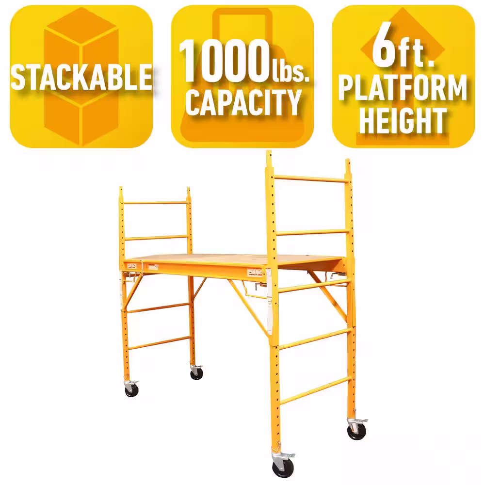 PRO-SERIES 6 ft. x 6 ft. x 2.4 ft. Multi-Use Drywall Baker Scaffolding with 1000 lb. Capacity