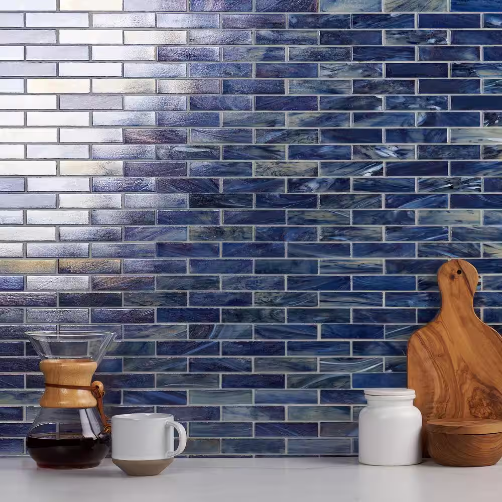 Ivy Hill Tile Amber Sky Blue 12.59 in. x 12.67 in. Polished Glass Wall Mosaic Tile (1.1 sq. ft./Each)