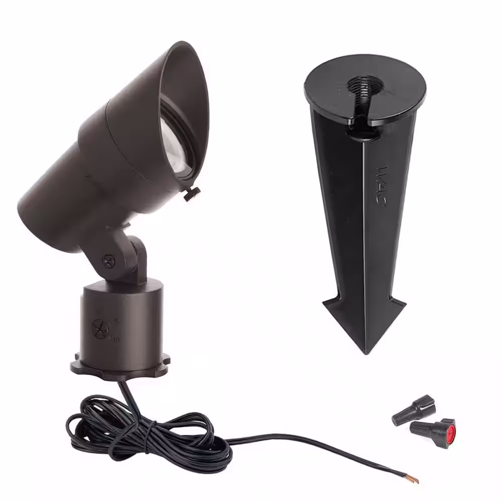 None Accent 1330 Lumens Solid Brass Coated in Bronze Low Voltage LED Outdoor Spotlight with IP66 and 3000K LED