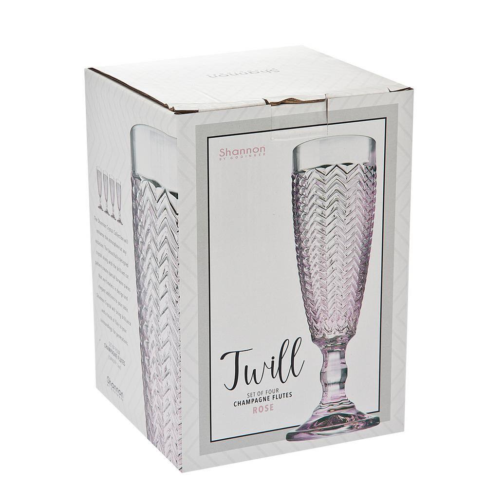 Godinger Twill 5 oz. Pink Crystal Flutes (Set of 4)