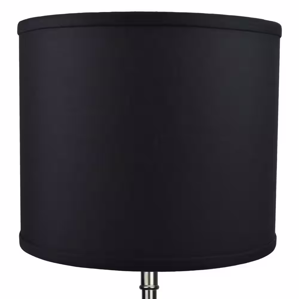 FenchelShades.com 12 in. Top Diameter x 10 in. H x 12 in. Bottom Diameter Linen Black Drum Lamp Shade