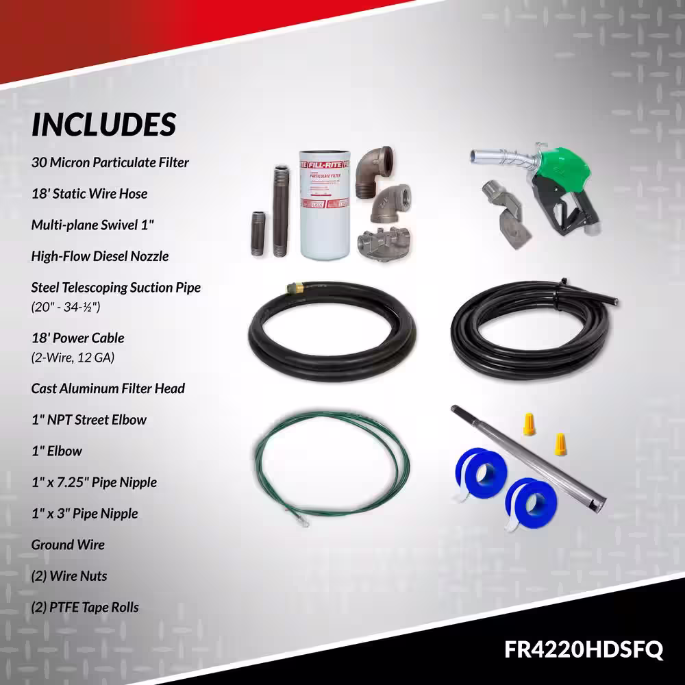 FILL-RITE 12-Volt 20 GPM 1/4 HP Fuel Transfer Pump (Filter with Swivel Package)