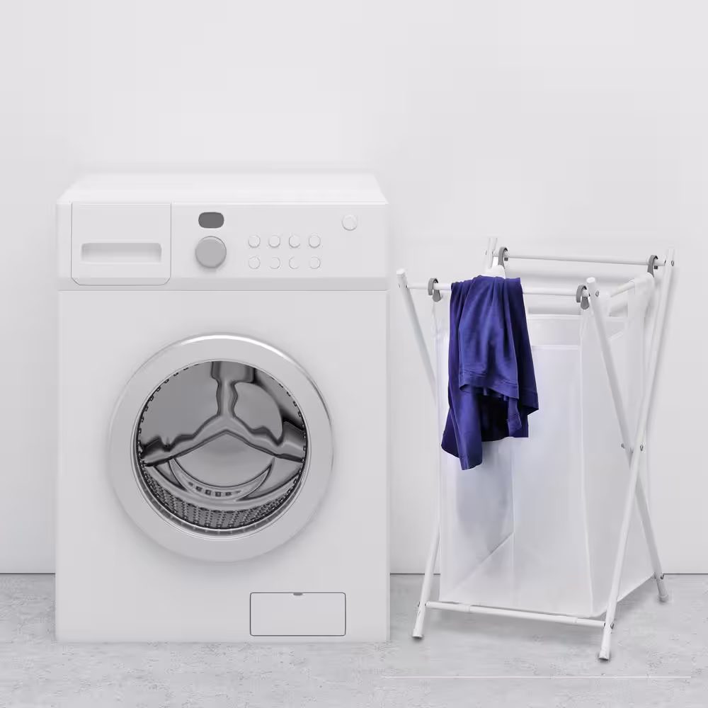 Furinno Wayar White Chrome Laundry Sorter with Single Removable Bags
