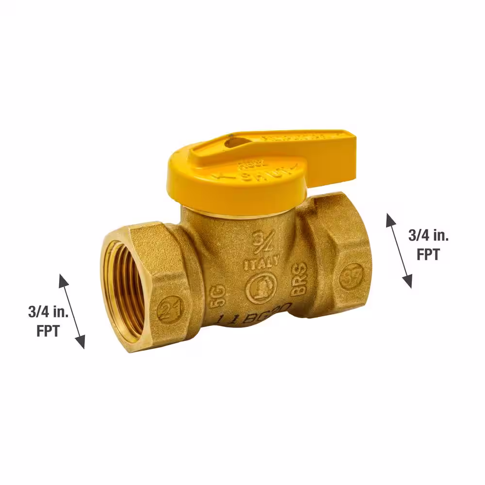 Everbilt 3/4 in. Brass FPT 1-Piece Gas Valve