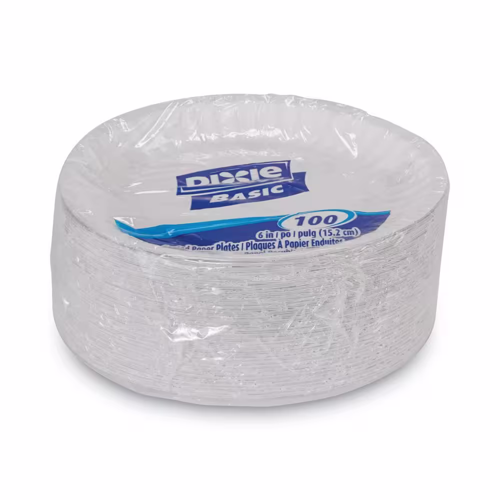 DIXIE Clay Coated 6 in. White Disposable Paper Plates (100-Per Case)