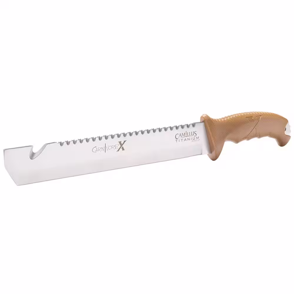 Camillus Carnivore X 18 in. ABS Handle Multi-Chisel Full Tang Blade and Full Length Saw Machete with Removable Trimming Knife