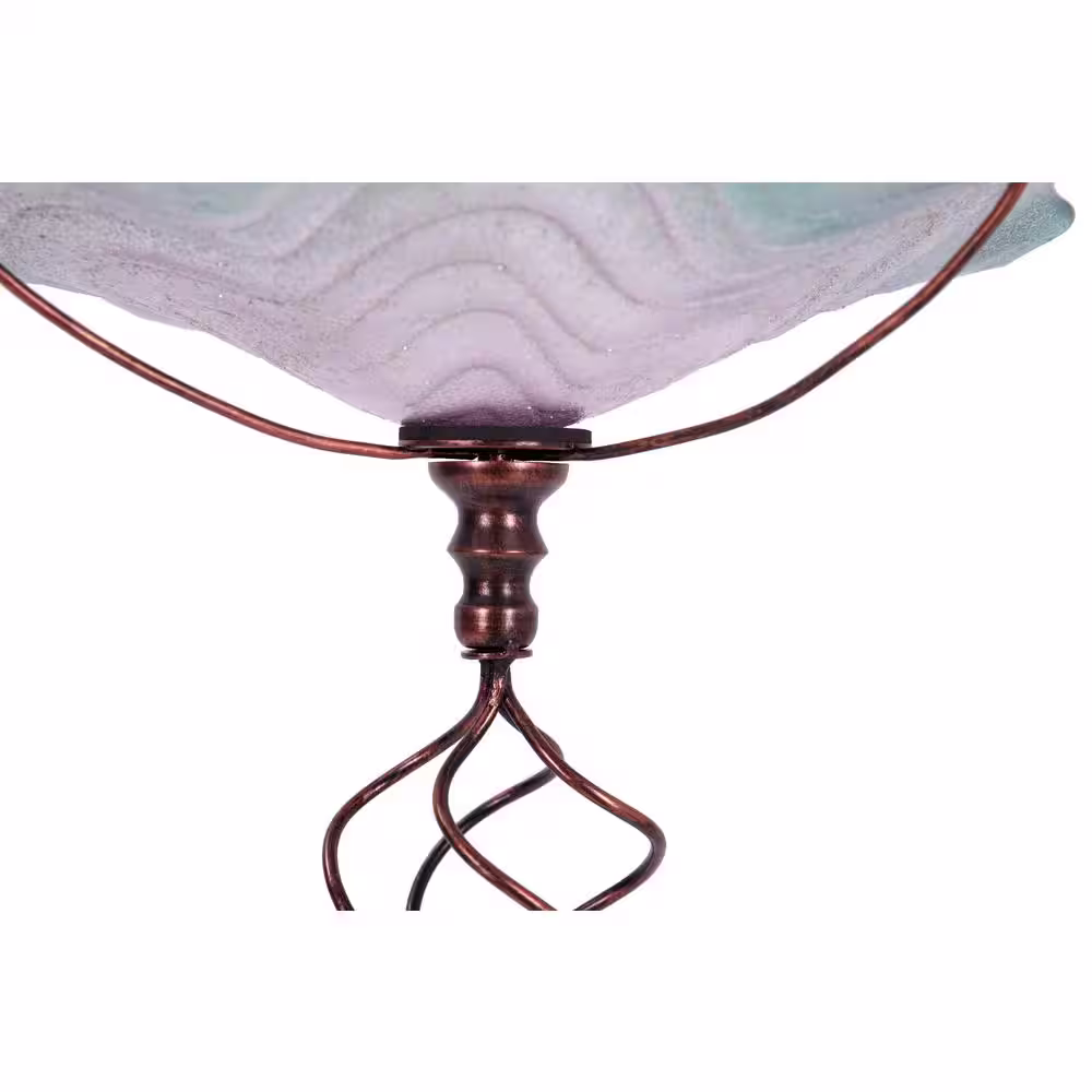 Evergreen Purple and Green Glitter Glass Birdbath with Garden Stake