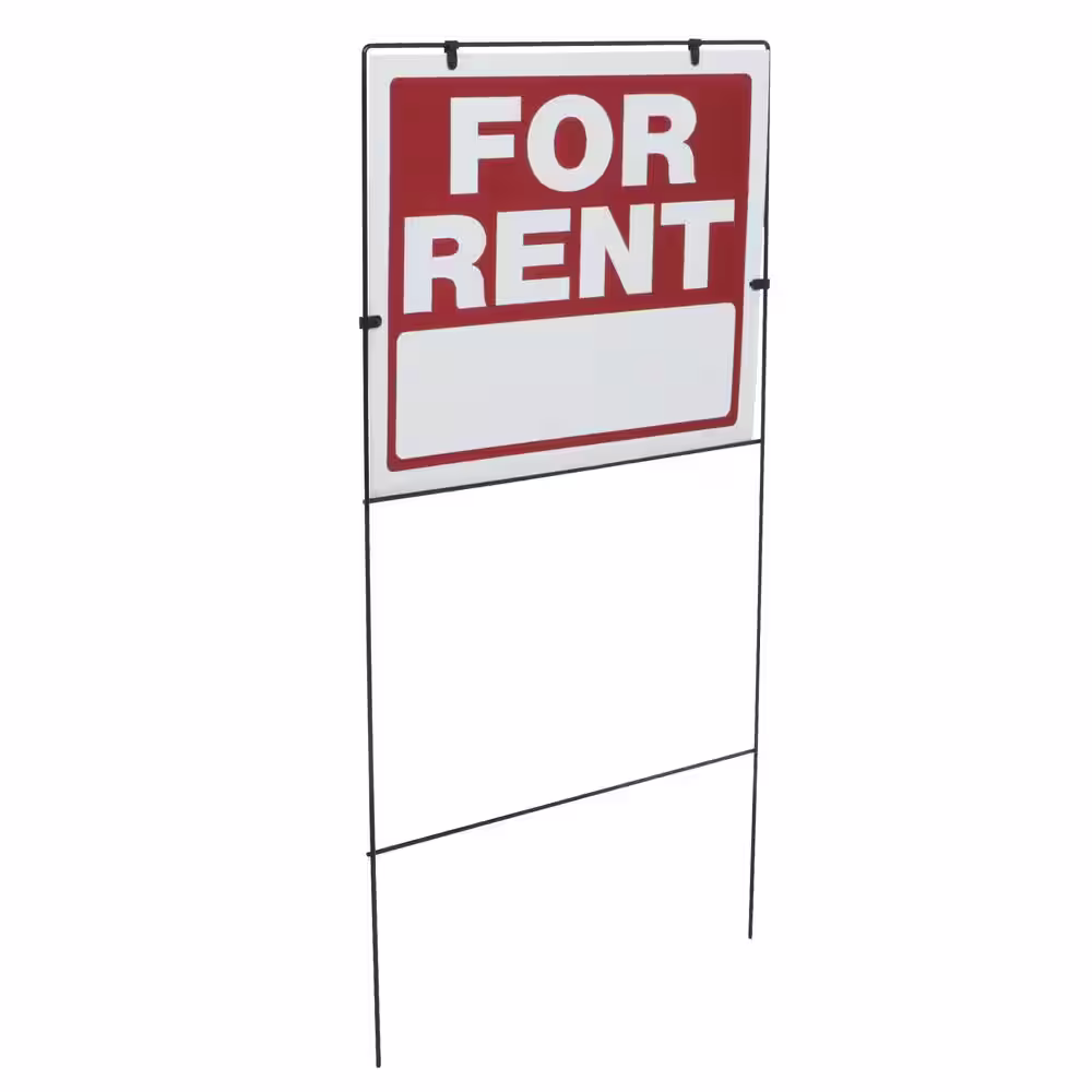 Everbilt 18 in. x 24 in. Plastic for Rent with Frame Sign