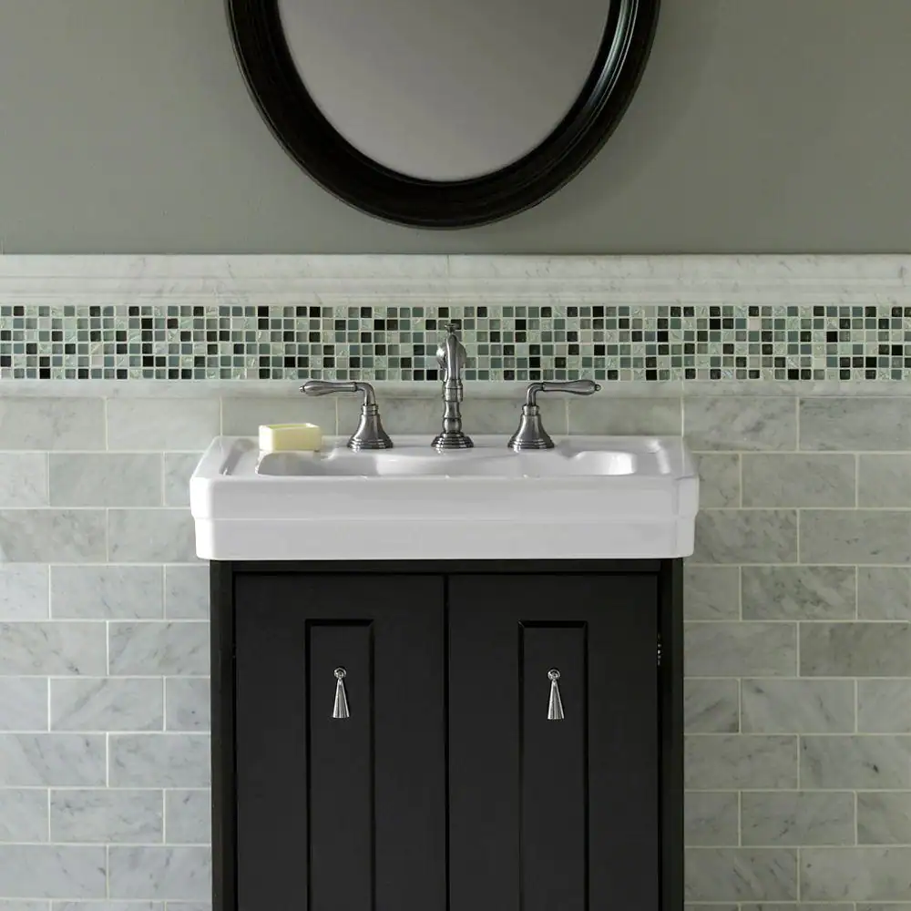 Jeffrey Court Carrara White 2.5 in. x 11.75 in. Honed Marble Wall Crown Tile