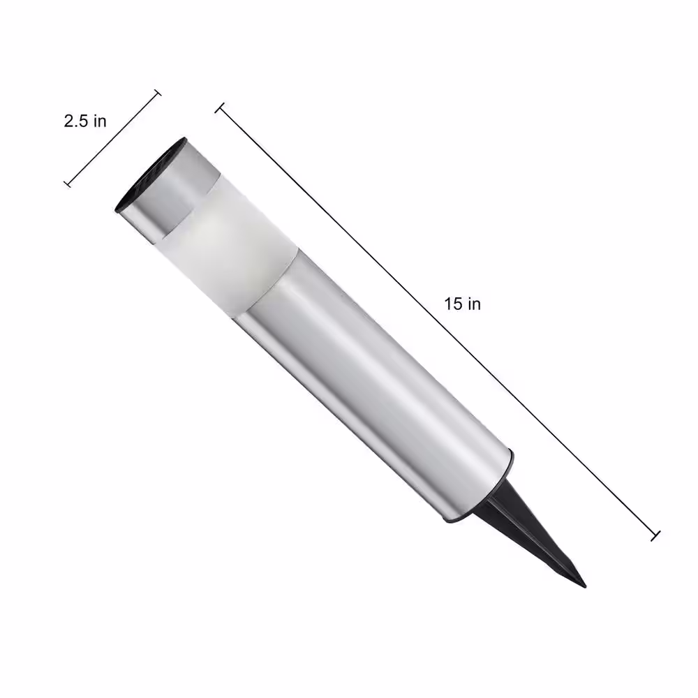 None Solar Silver LED Bollard Light with Garden Stakes (6-Pack)