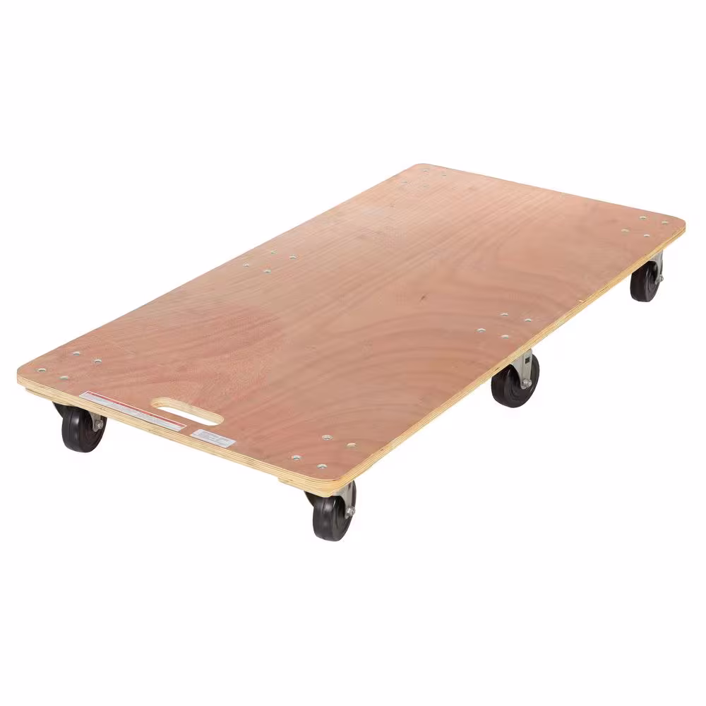 Vestil 24 in. x 48 in. 1,200 lb. 6-Wheel Solid Deck Hardwood Dolly