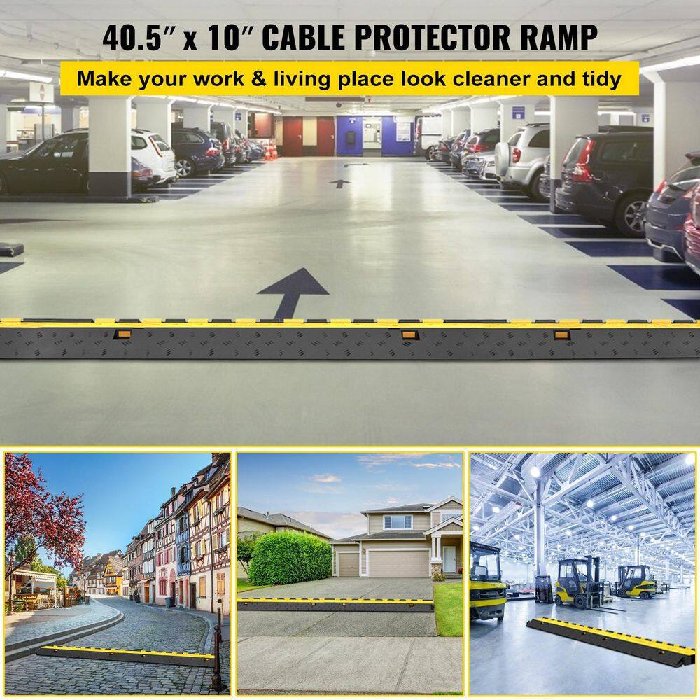 VEVOR 40.5 in. x 10 in. x 2 in. Clamshell Cable Organizers 2-Channel Speed Bump 22,000 lbs. Load Cable Protector Ramp, 4-Pack