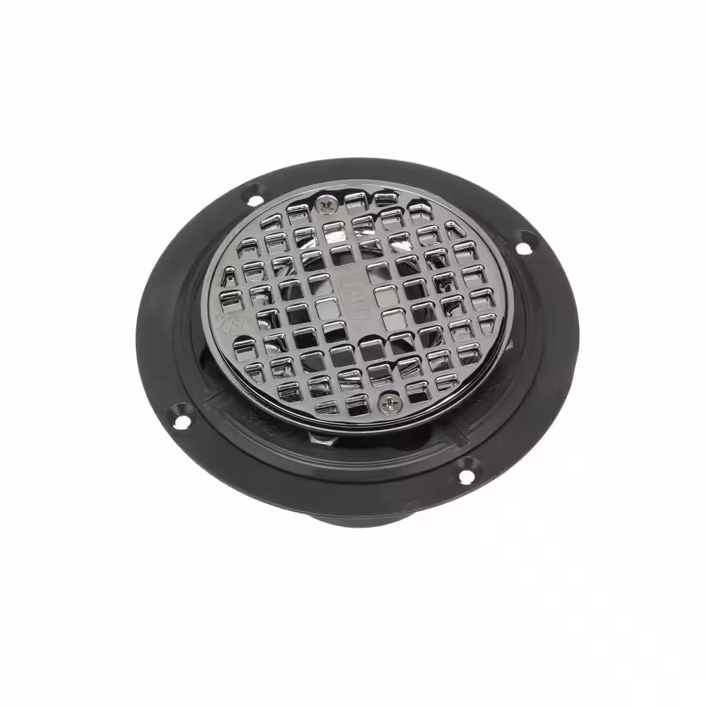 Oatey Round Gray PVC Shower Drain with 4-3/16 in. Round Screw-In Chrome Drain Cover