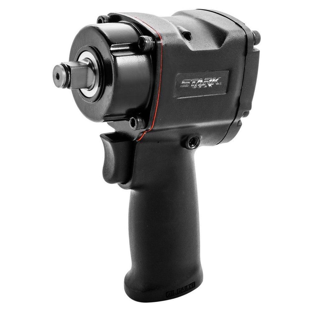STARK USA 1/2 in. Air Impact Wrench Lightweight Composite Pneumatic 500 ft./lb. Torque Black