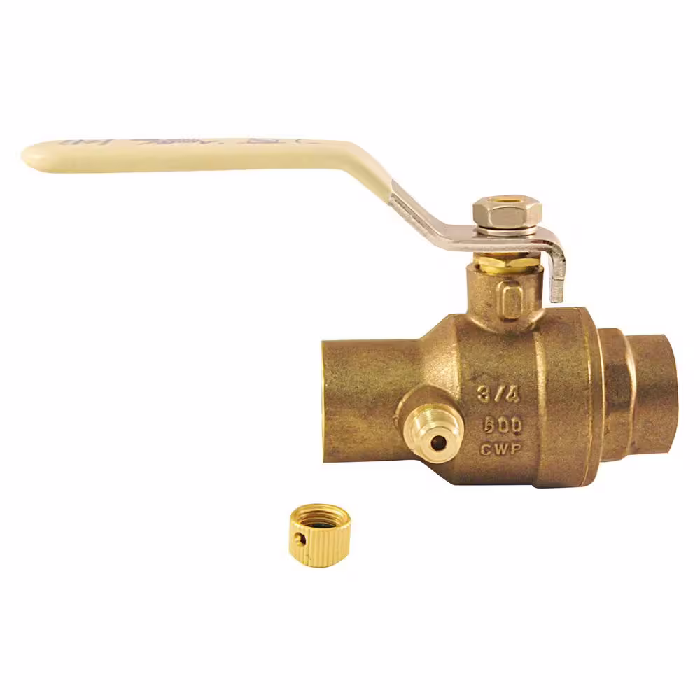 None 3/4 in. Brass SWT x SWT Ball Valve with Waste Solder Full-Port