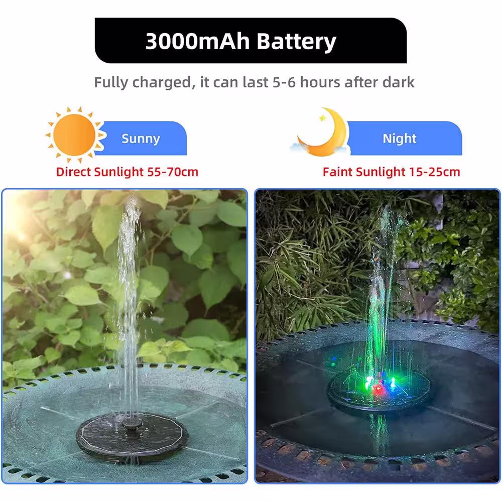 None 4-Watt Solar Fountain Bird Bath Fountains Pump Upgraded Glass Panel Solar Powered Water Fountains