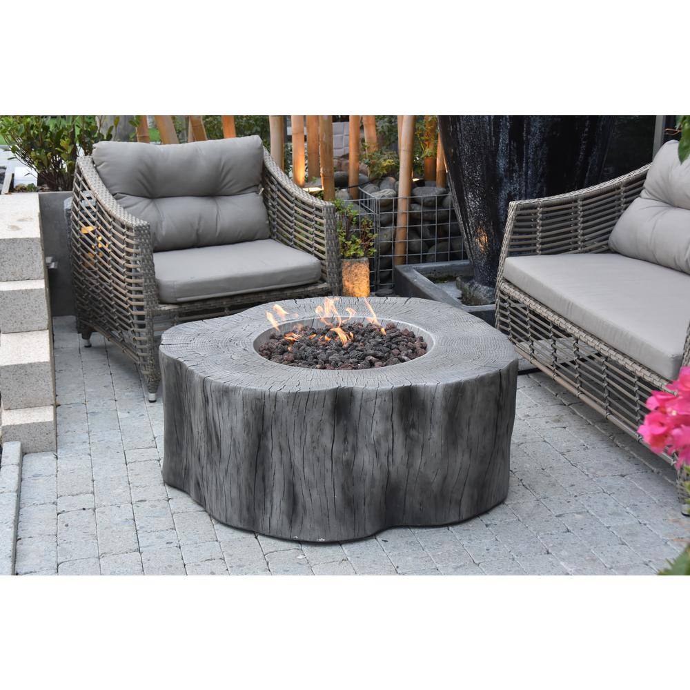 Elementi Manchester 42 in. x 39 in. x 17 in. Irregular Round Concrete Natural Gas Fire Pit Table in Classic Gray