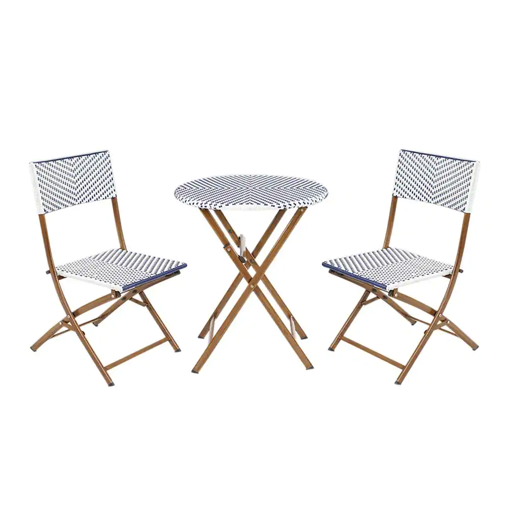 StyleWell French Caf 3-Piece Wicker Outdoor Patio Folding Bistro Set