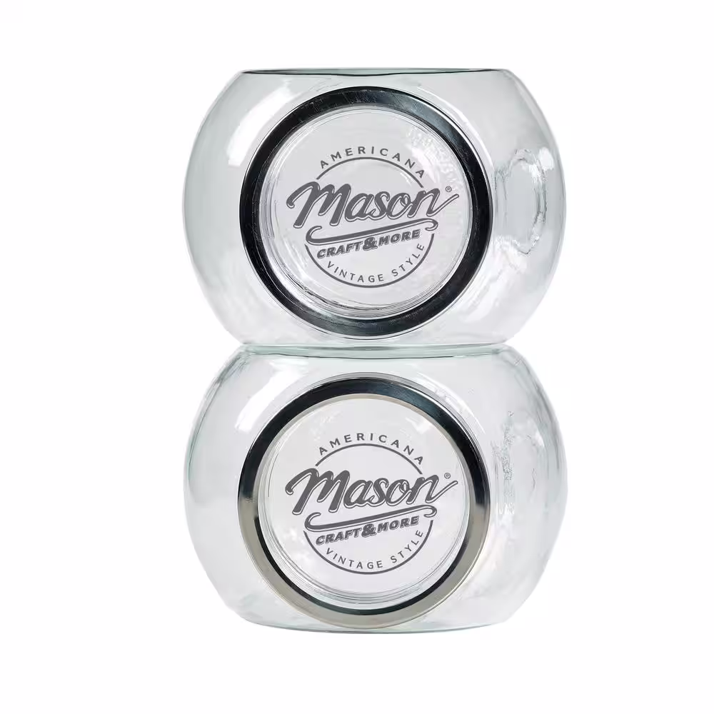 Mason Craft and More 2.2L Tilted Glass Containers with Lids (Set of 2)