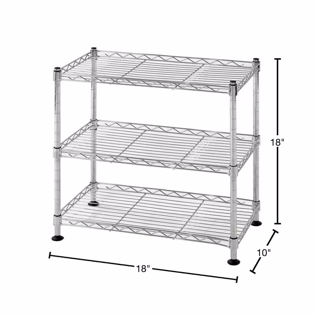 Muscle Rack Chrome 3-Tier Light Duty Steel Garage Storage Shelving Unit (18 in. W x 18 in. H x 10 in. D)