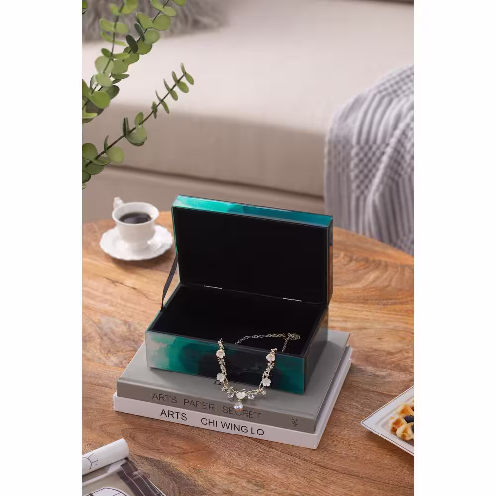 Afoxsos 8.30 in. x 5.00 in. x 5.00 in. MDF+Glass Jewelry Storage Box