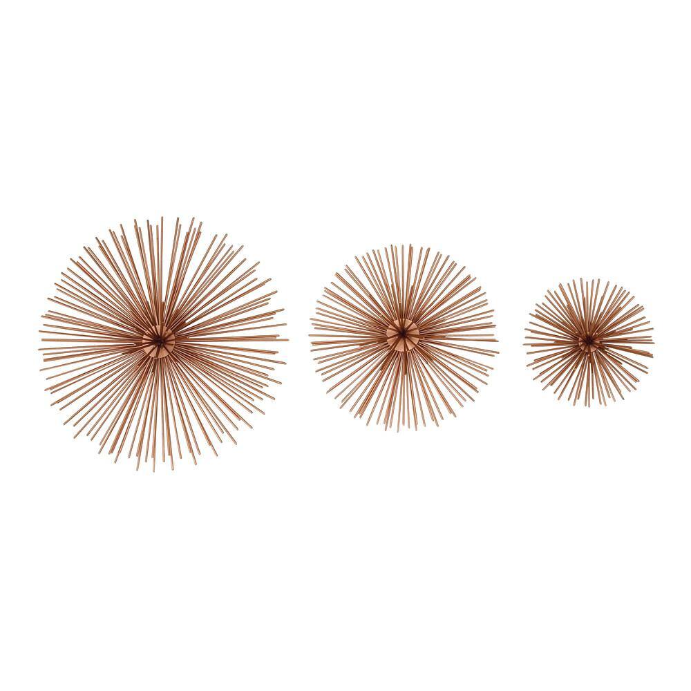 CosmoLiving by Cosmopolitan Metal Copper 3D Starburst Wall Decor (Set of 3)