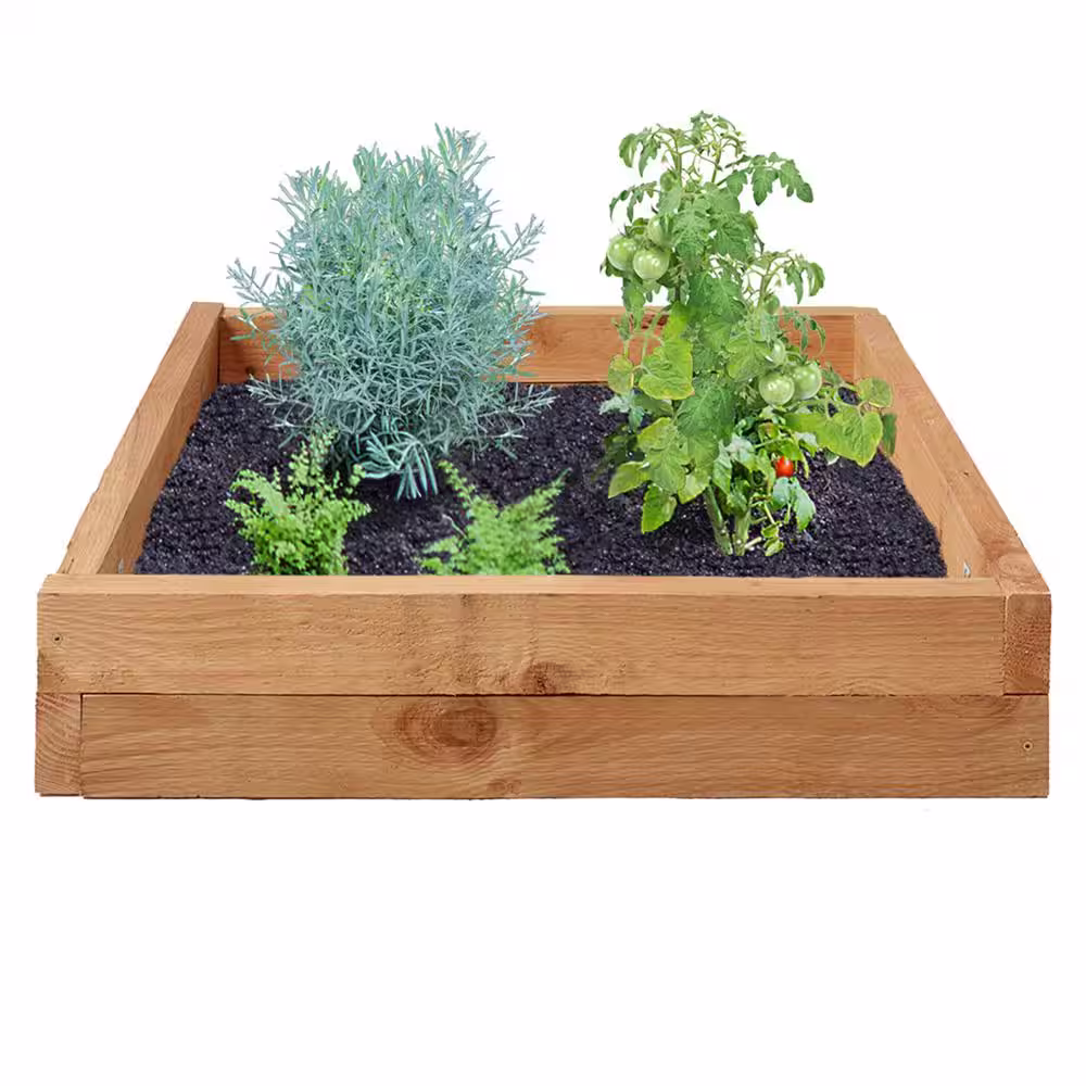 Outdoor Essentials Homestead 3 ft. x 3 ft. Western Red Cedar Raised Garden Bed Kit