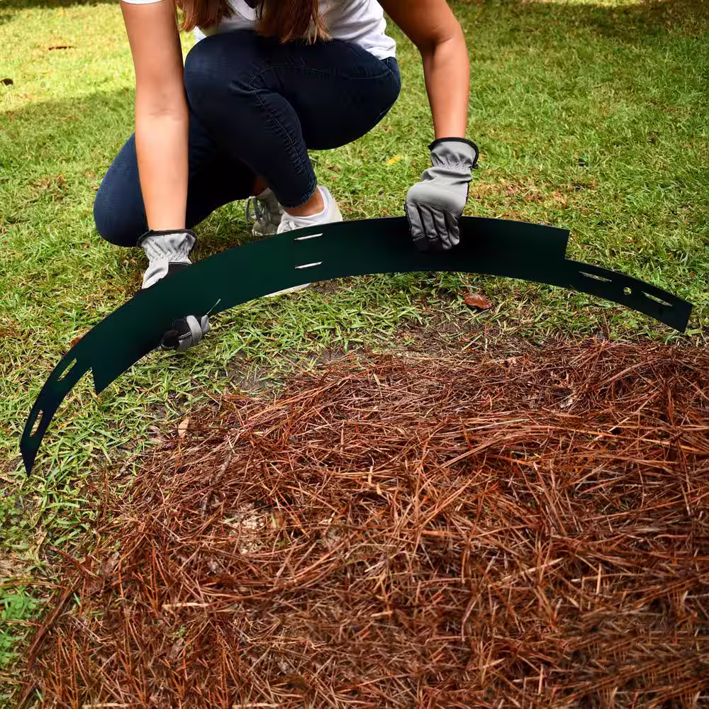 IRONRIDGE 3-3/4 ft. Green Steel Tree Ring Edging Section