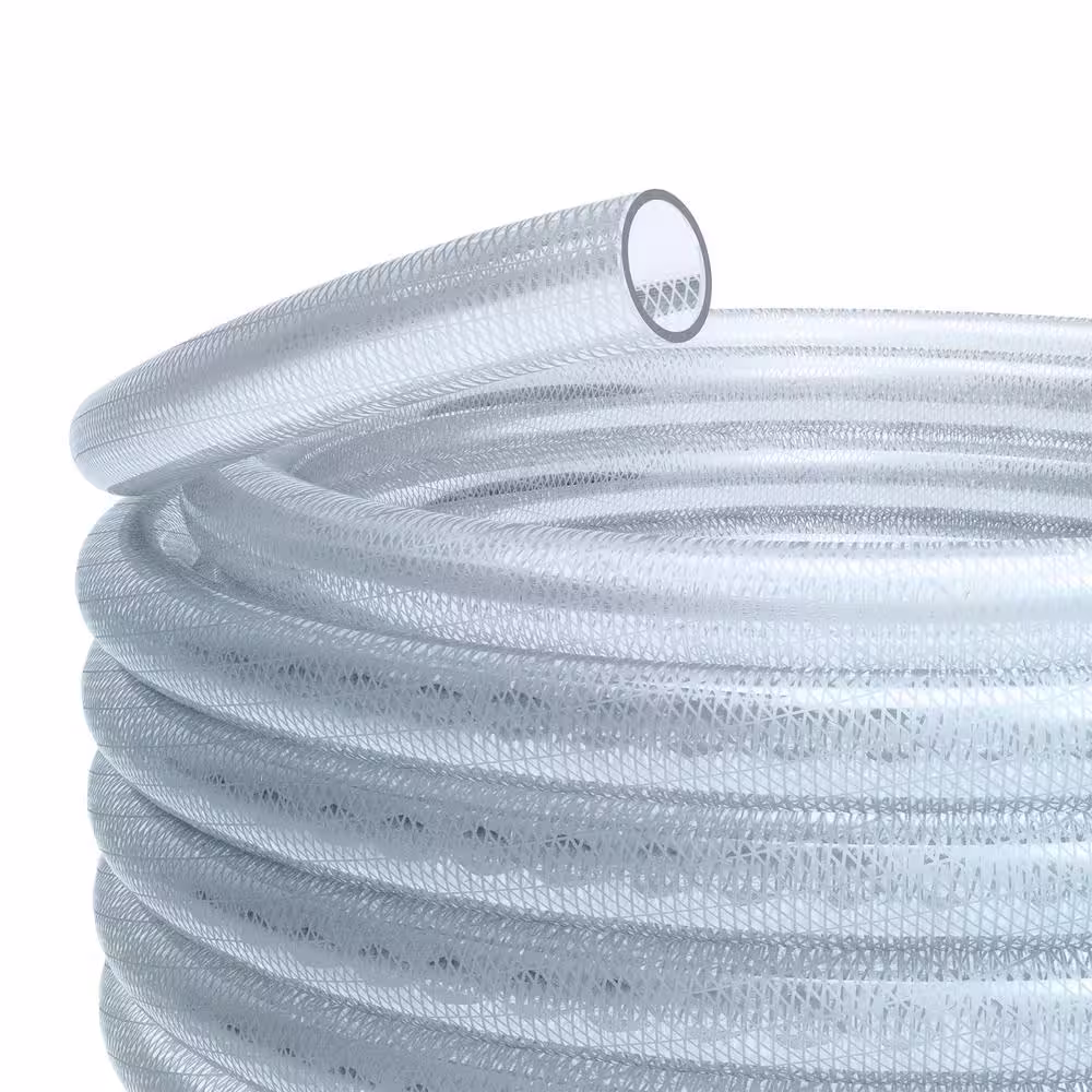 Alpine Corporation 1/2 in. I.D. x 100 ft. Clear Braided High Pressure, Heavy Duty Reinforced PVC Vinyl Tubing for All Applications