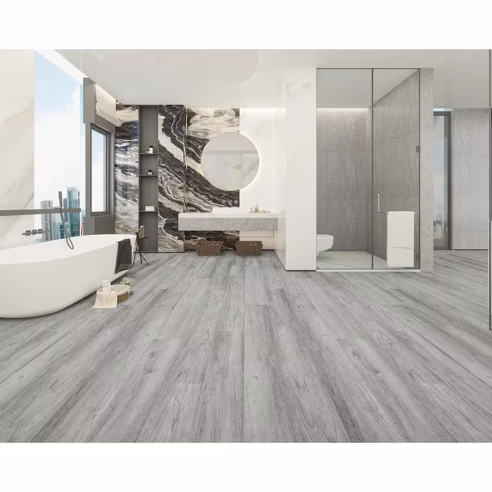 Montserrat Silva Ashen Bay 20 MIL x 9 in. W x 60 in. L Click Lock Waterproof Luxury Vinyl Plank Flooring (22.4 sqft/case)