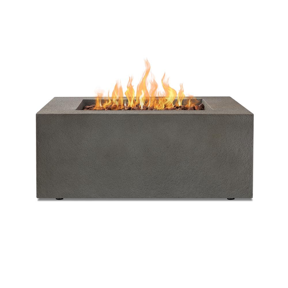 Real Flame Baltic 37 in. W x 16 in. H Square MGO Natural Gas Fire Table in Glacier Grey with Burner Lid and Protective Cover