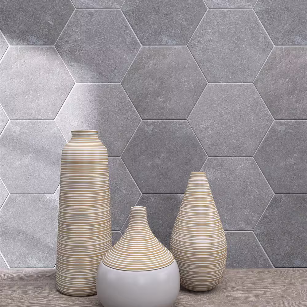 MOLOVO Dakota Hexagon 7.87 in. x 9.45 in. Matte Base Grafito Porcelain Floor and Wall Tile (10 sq. ft./Case)