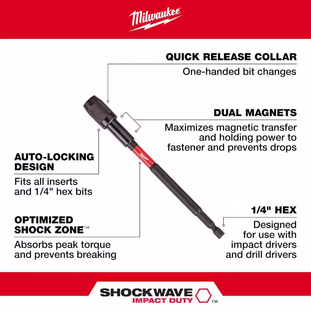 Milwaukee SHOCKWAVE Impact Duty 12 in. Magnetic Locking Bit Holder