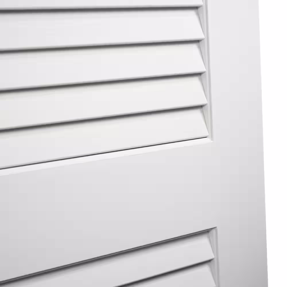 Kimberly Bay 30 in. x 80 in. White Plantation Louver Panel Solid Core Wood Interior Door Slab