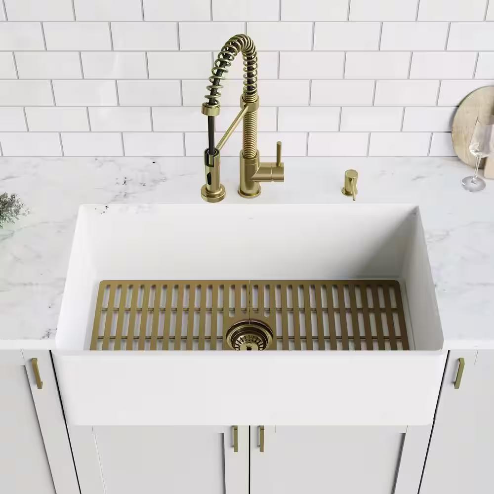 VIGO 30 in. x 15 in. Silicone Bottom Grid for 33 in. Single Bowl Kitchen Sink in Matte Gold