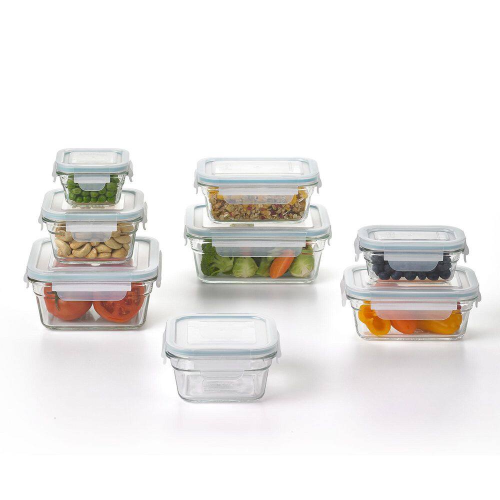 Glasslock Tempered Glass 16-Piece Food Storage Containers Set with Locking Lids
