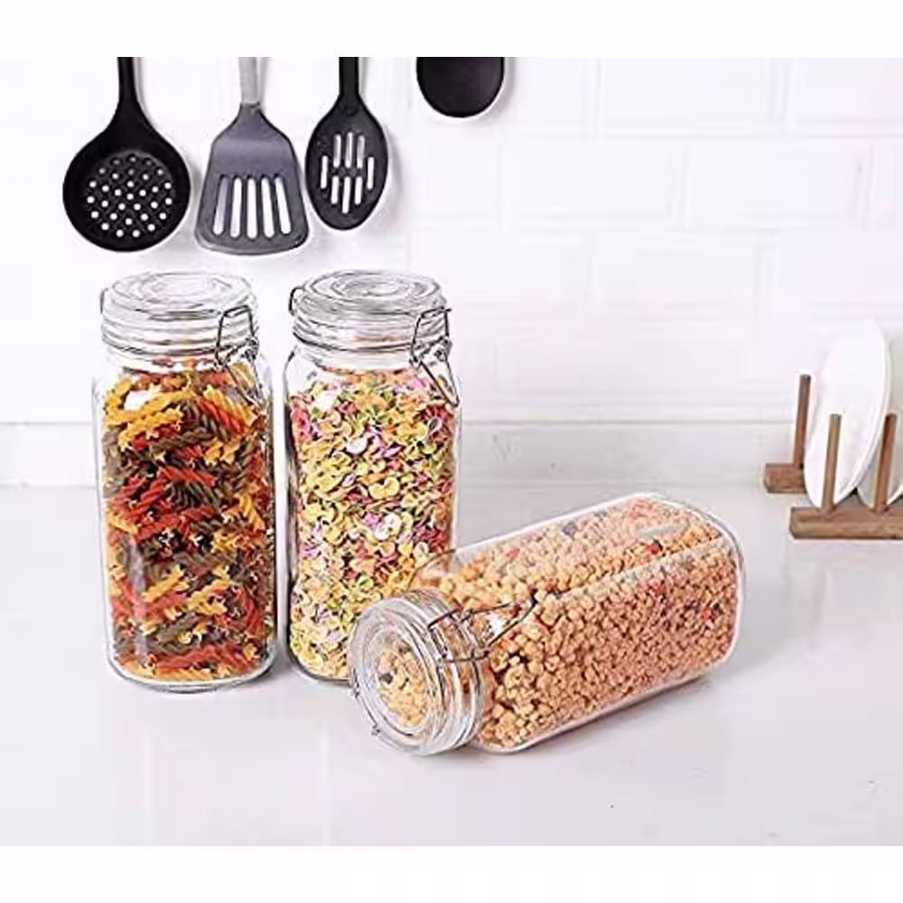 None 3-Piece Glass Canister Set