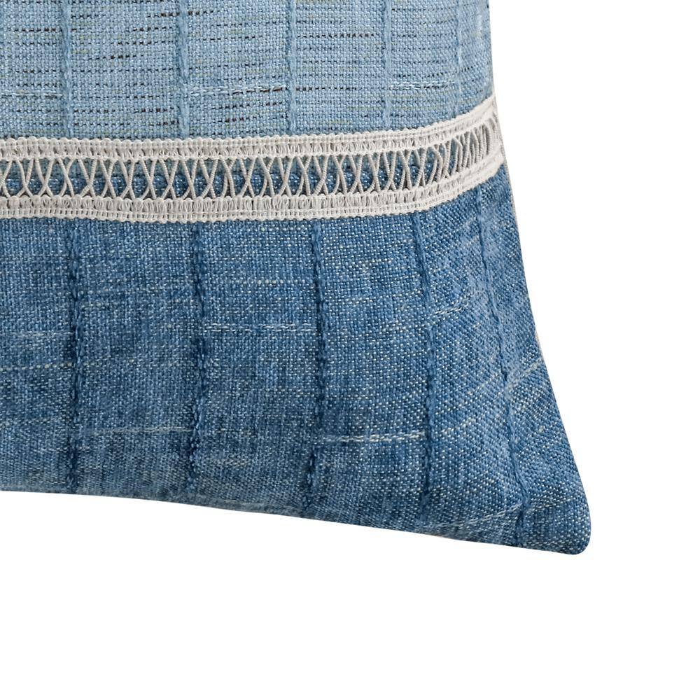 None Lillian Blue Ombre With Trim Stripe 18 in. x 18 in. Throw Pillow