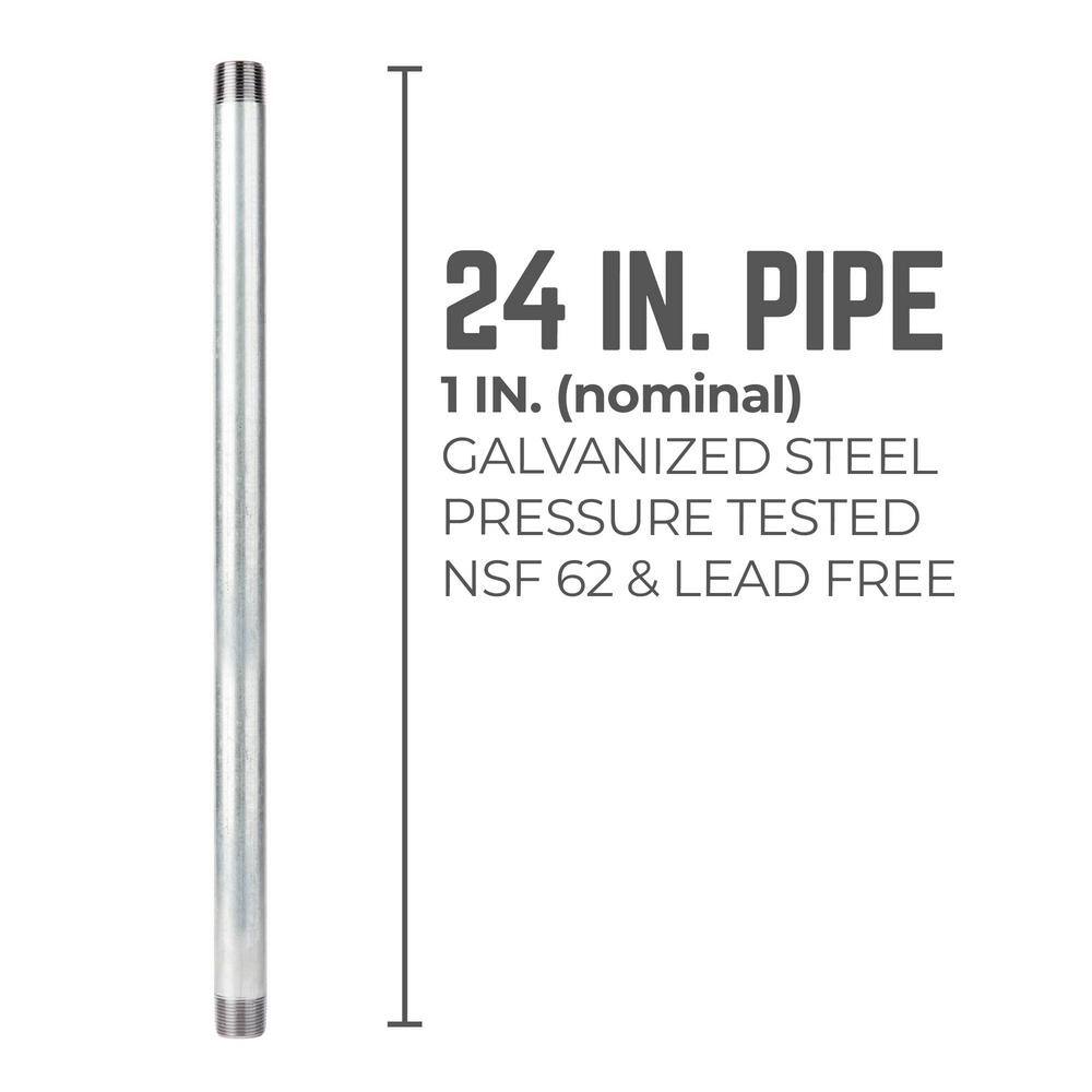 PIPE DECOR 1 in. x 2 ft. Galvanized Steel Pipe (4-Pack)