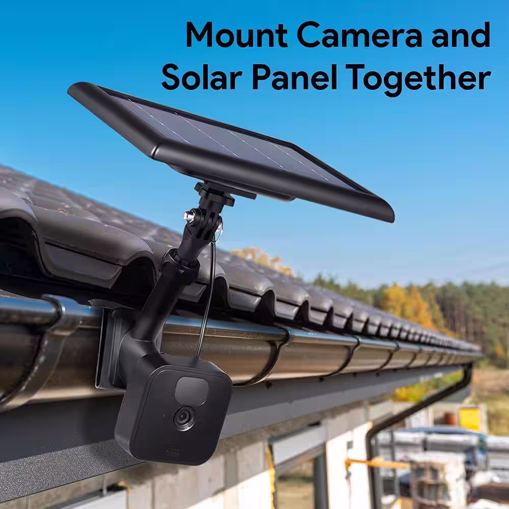 Wasserstein Universal Gutter Mount for Wyze, Blink, Ring, Arlo, Eufy Camera (Black) - Mount Your Security Cam and Solar Panel