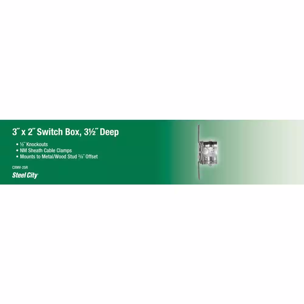 Steel City 1-Gang 3 in. Metal Electrical Box with NMSC Cable Clamps and CV Bracket