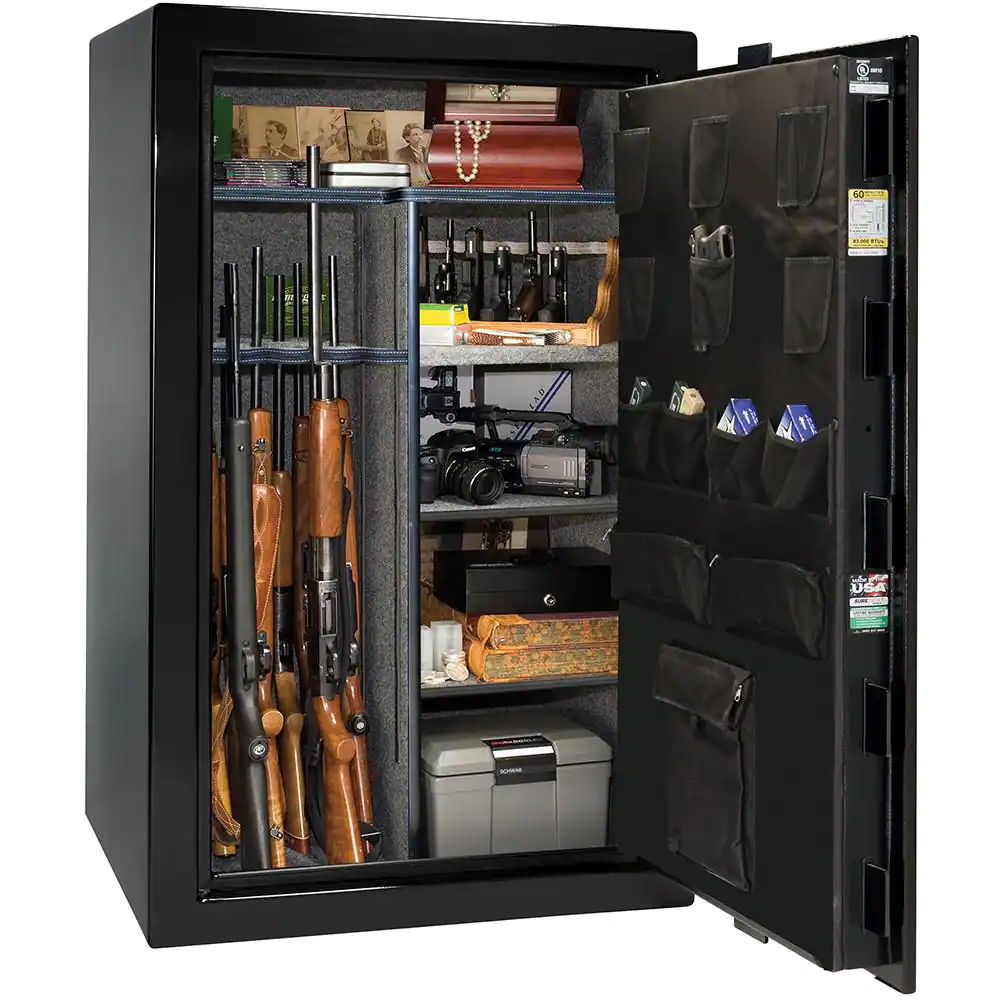 LIBERTY SAFE United 36-Gun 60-Minutes Fire Rating EMP E-Lock, 60.5 in. H x 36 in. W x 22 in. D, Black Gun Safe and Lifetime Warranty