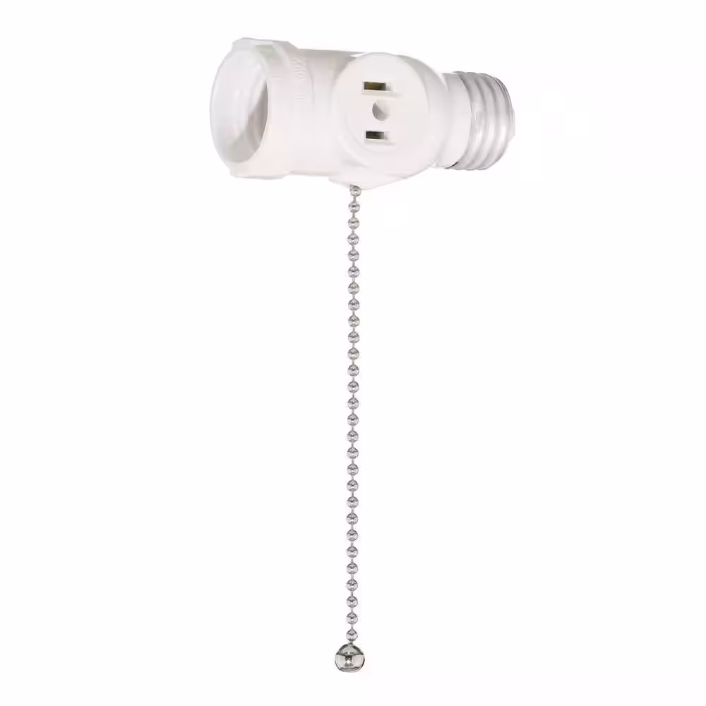 Leviton 2-Outlet White Socket with Pull Chain