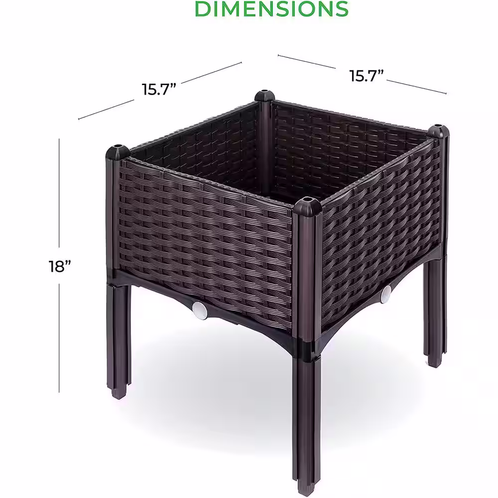 BACKYARD EXPRESSIONS PATIO Â· HOME Â· GARDEN Backyard Expressions 16 in. x 16 in. x 18 in. Resin Wicker Elevated Garden Bed