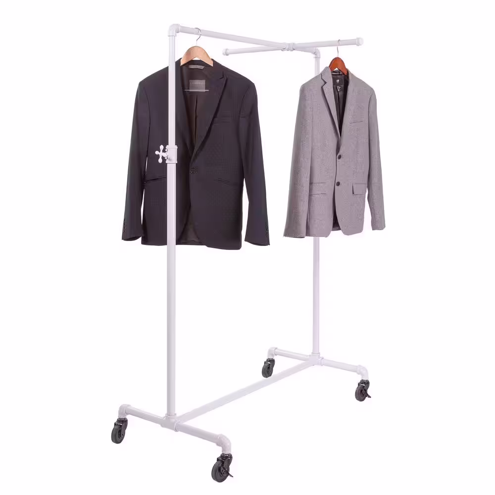 Econoco White Metal Clothes Rack 41 in. W x 72 in. H